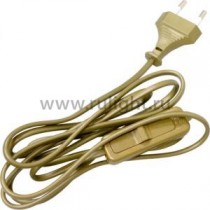 Сетевой шнур с выключателем цвет:золото KF-HK-1