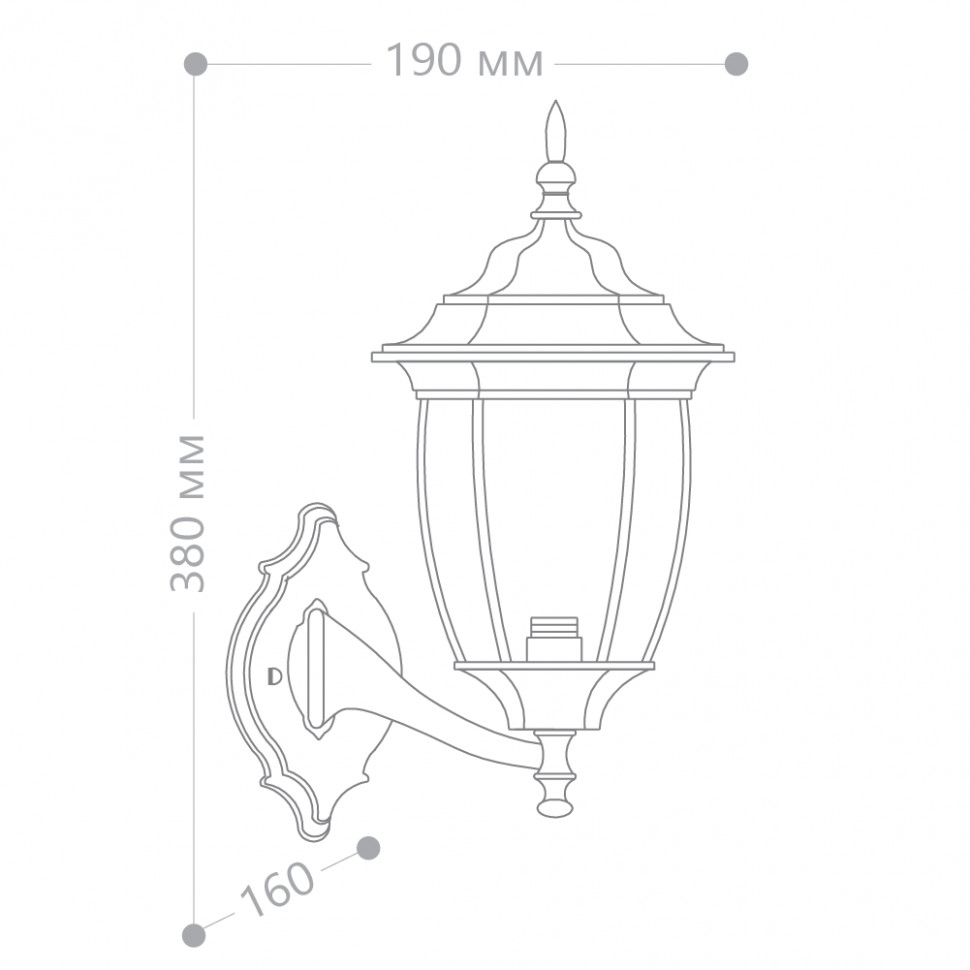 Светильник садово-парковый Feron PL6301 шестигранный на стену вверх 60W E27 230V, черное золото, артикул FERON 11897