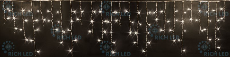 RL-i3*0.5-RW/WW Гирлянда бахрома 3*0.5 м теплый белый, белая резина Rich LED 