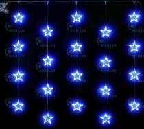 Светодиодный Занавес 2*2 Звезды, синий, прозрачный провод Rich LED