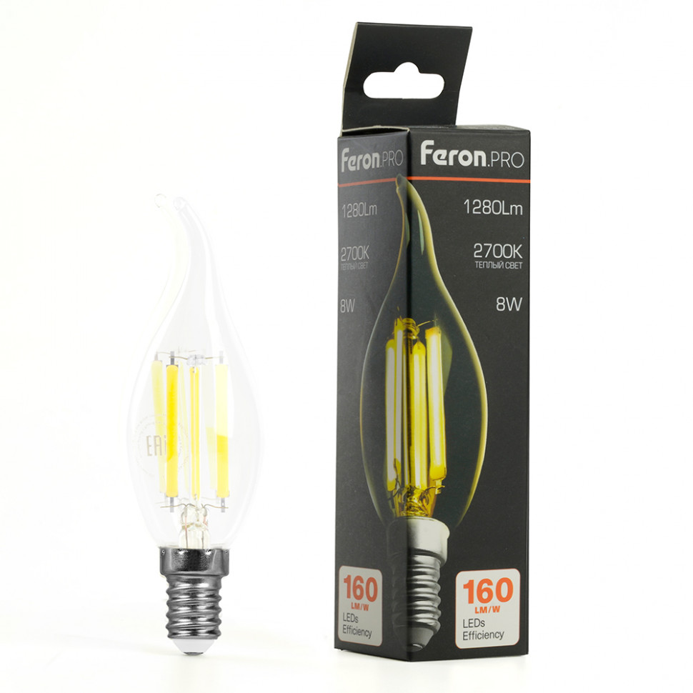 Лампа светодиодная Feron.PRO LB-1218 Свеча на ветру E14 1280LM 8W 175-265V 2700K, артикул FERON 51265