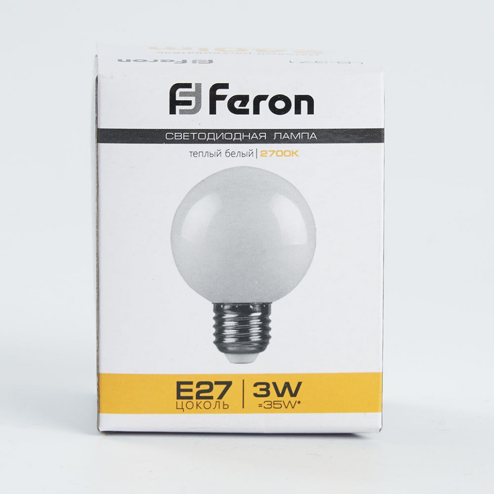 Лампа светодиодная Feron LB-371 Шар E27 3W 230V 2700K матовый, артикул FERON 25903