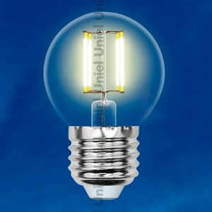 Лампа светодиодная LED-G45 E27 6Вт 3000K LED-G45-6W/WW/E27/CL PLS02WH Uniel UL_UL-00000196 