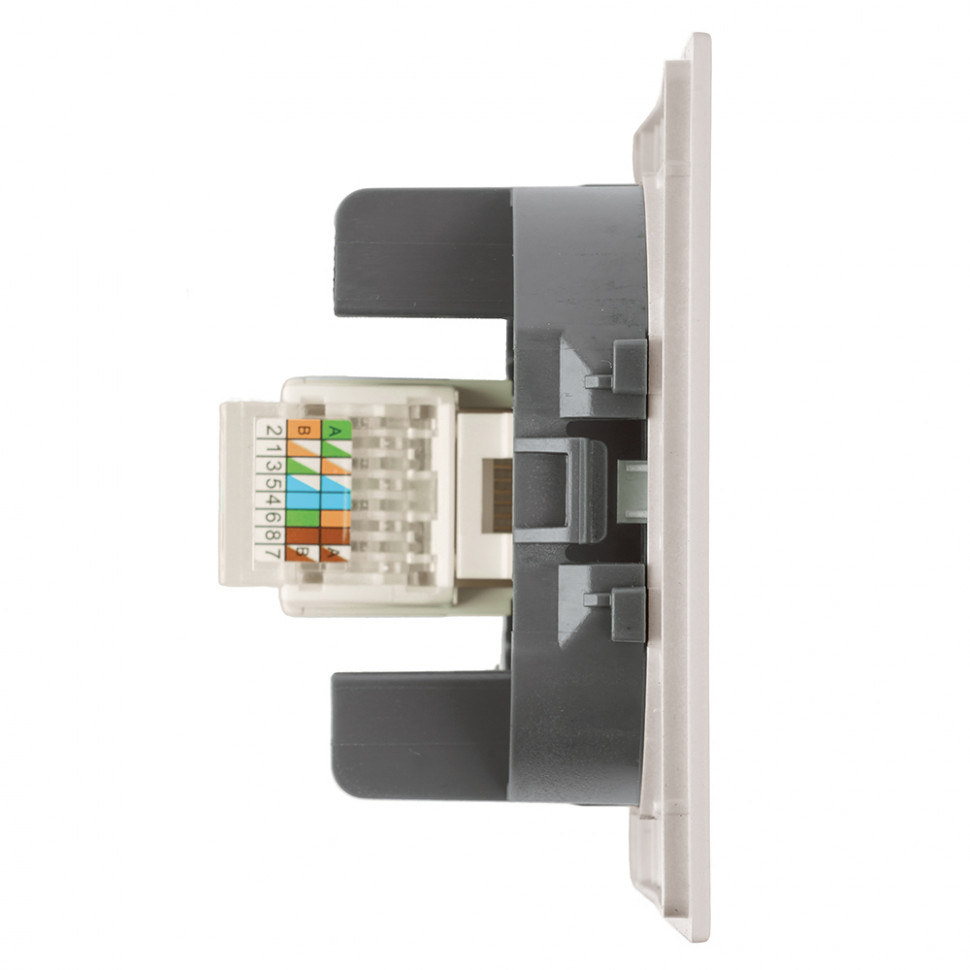 Розетка компьютерная 1-местная RJ-45 (механизм), STEKKER, серия Мия, RST00-3117-08, пудровый жемчуг, артикул STEKKER 50480