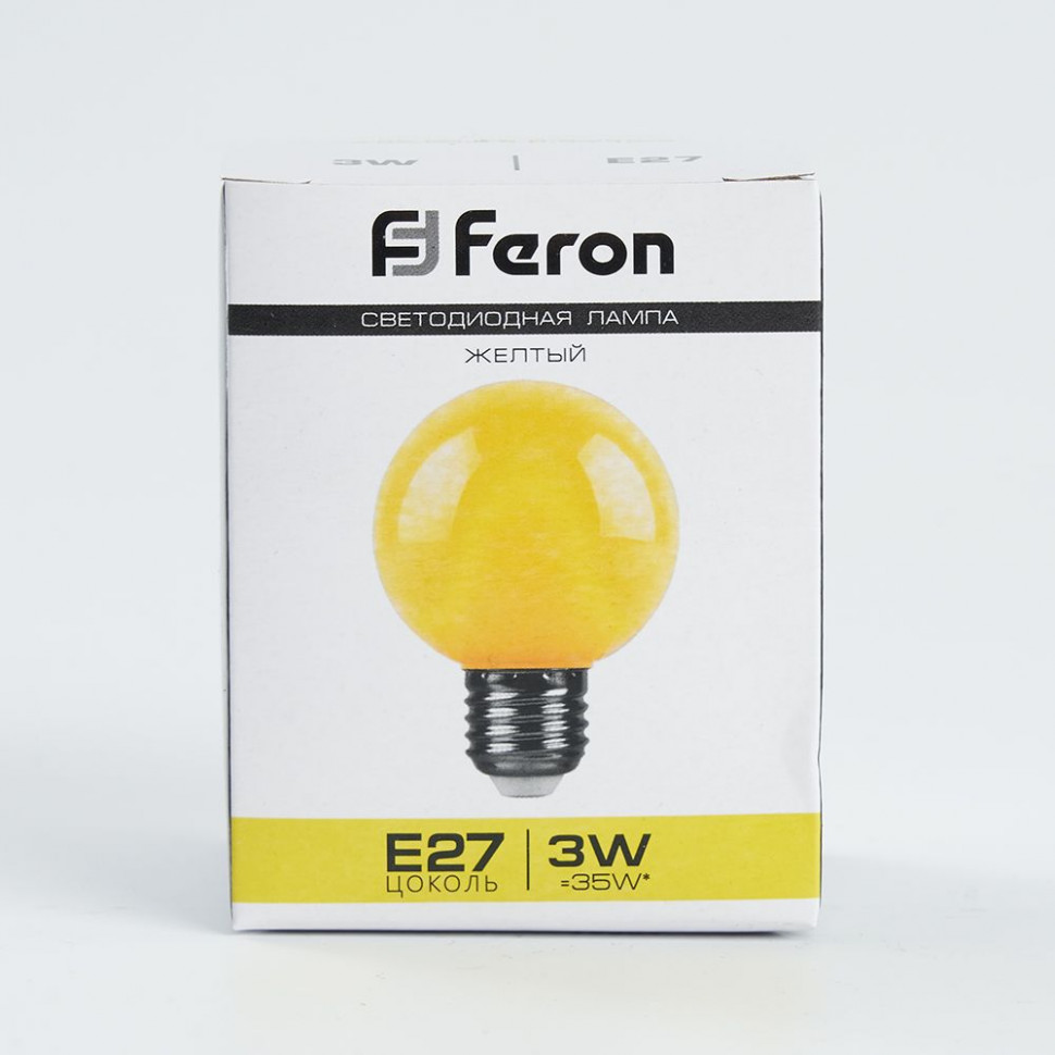Лампа светодиодная Feron LB-371 Шар матовый E27 3W 230V желтый, артикул FERON 25904