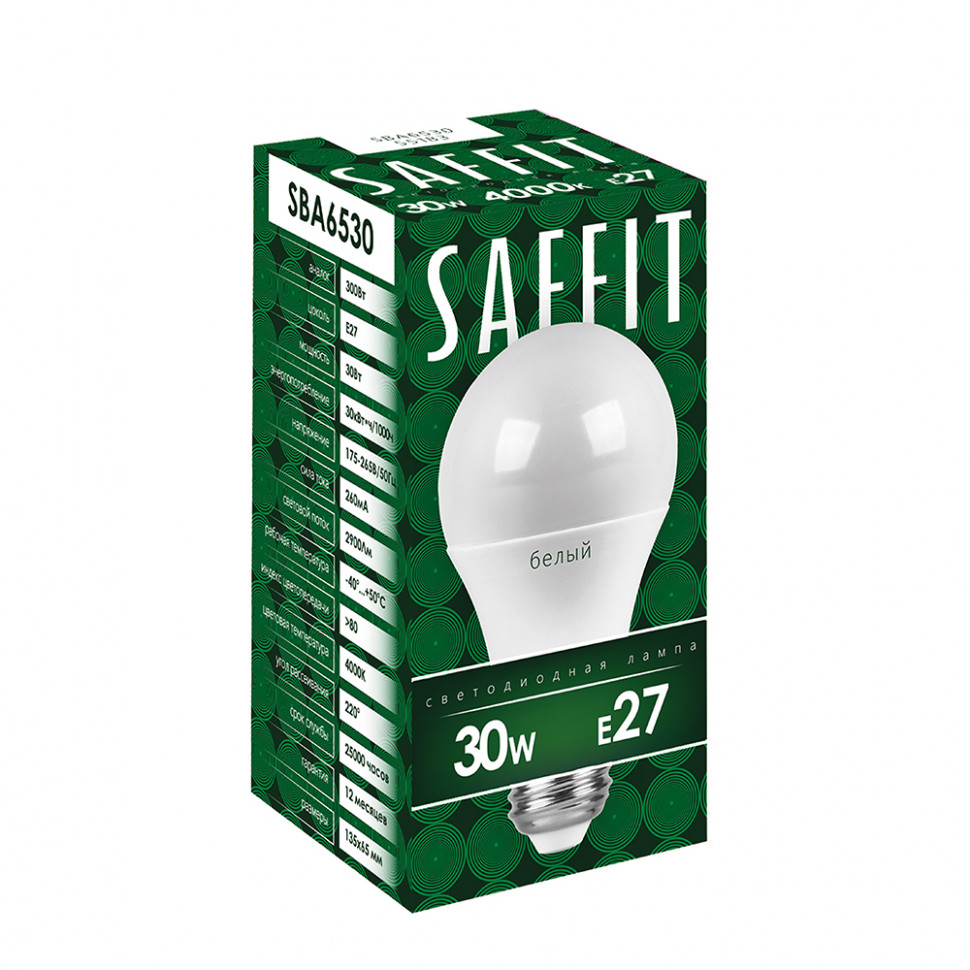 Лампа светодиодная SAFFIT SBA6530 Шар E27 30W 230V 4000K, артикул SAFFIT 55183