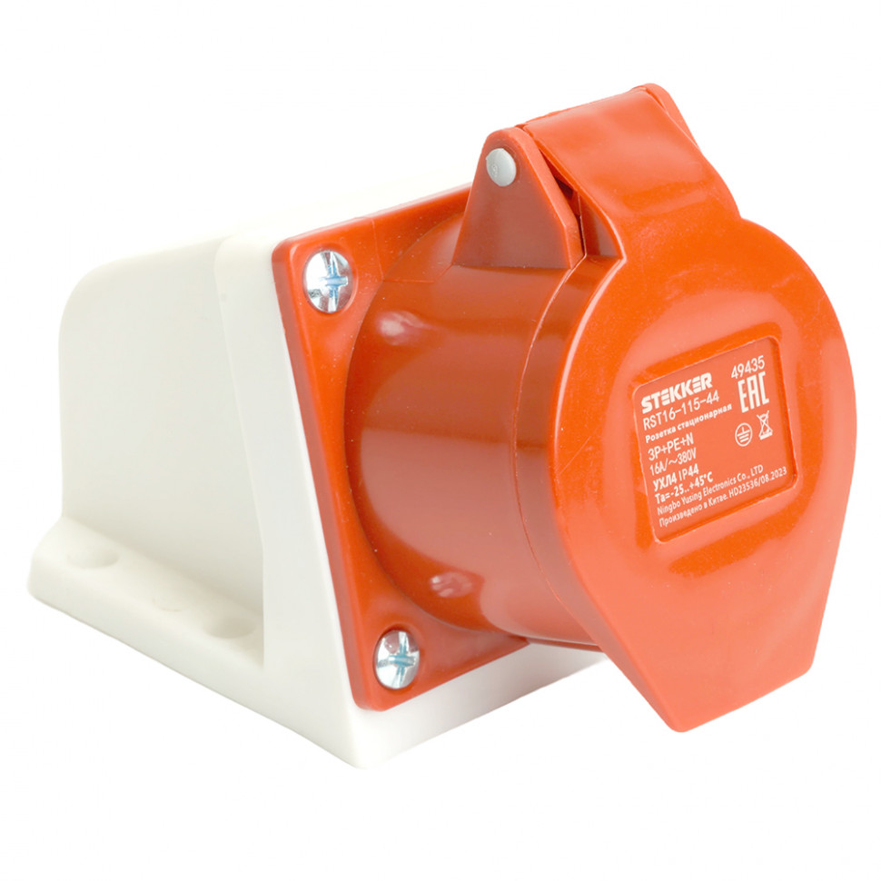 Розетка стационарная ST-115 16А 380В 3P+PE+N IP44, RST16-115-44, Stekker, артикул STEKKER 49435