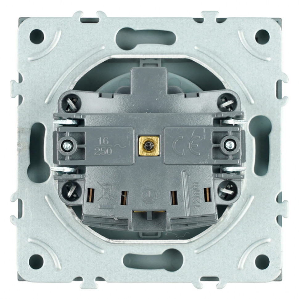 Розетка 1-местная с крышкой с защ. штор, STEKKER, с/з, IP42, 250В, 16А, серия Эмили, RST16-5112-09, антрацит, soft touch, артикул STEKKER 49933