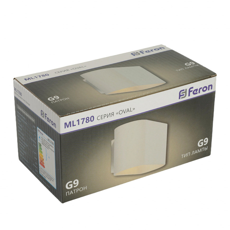 Светильник настенный Feron ML1780 Oval MR16 35W, 230V, G9,15W, белый IP20, артикул FERON 48436