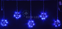 Подвески Снежинки 3*0.7 м синий, с контрол, соед., белый провод Rich LED