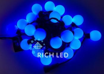 Гирлянда большие шарики, 5м, синяя, 220В Rich LED RL-S5-20C-40B-B/B 