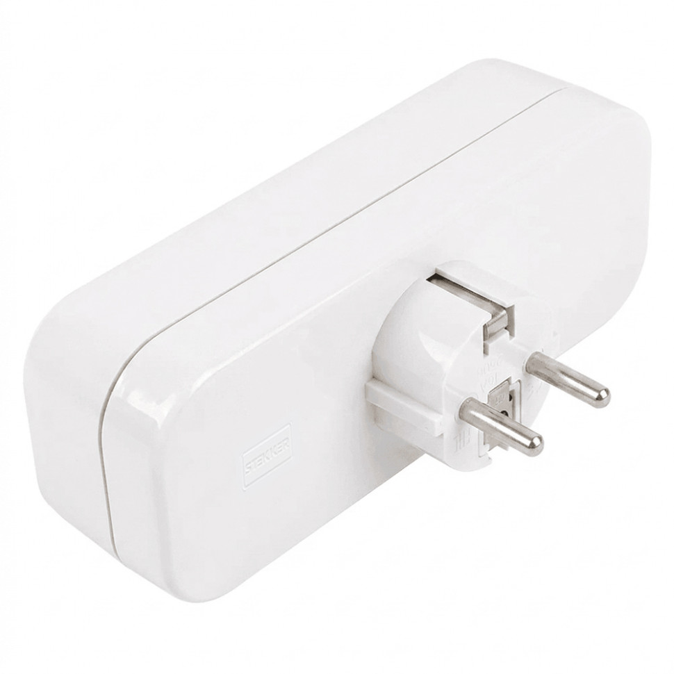 Разветвитель сетевой 3-местный с/з STEKKER ADP16-23-20, 250V, 16A, ABS пластик, белый, артикул STEKKER 39024