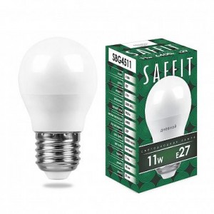 55141 Лампа светодиодная SAFFIT SBG4511 Шарик E27 11W холодный свет (6400К) Лампа светодиодная SAFFIT SBG4511 Шарик E27 11W холодный свет (6400К)