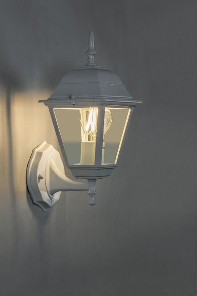 Светильник садово-парковый Feron 4101/PL4101 четырехгранный на стену вверх 60W E27 230V, белый, артикул FERON 11013