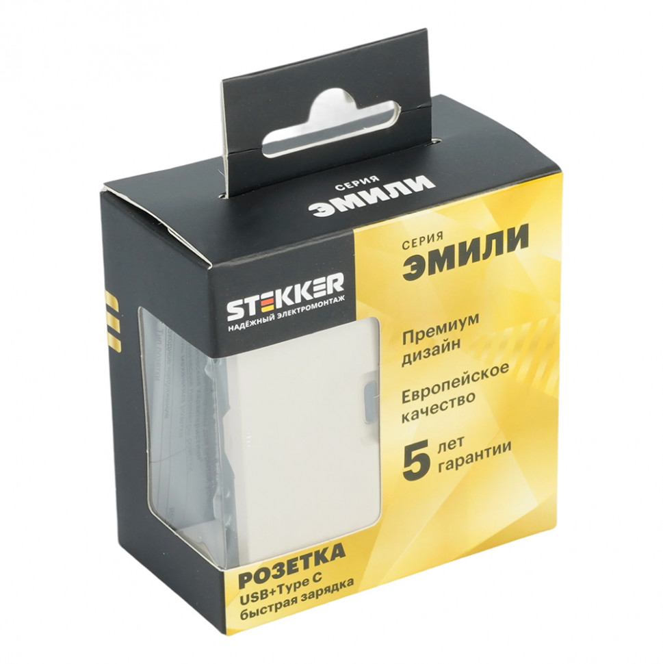 Розетка 2-местная USB + Type C (механизм), STEKKER, 250В, 20W, серия Эмили, RST10-5115-08, кашемир, soft touch, артикул STEKKER 49905