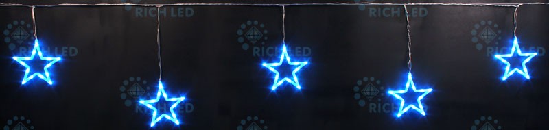 Подвески Звезды 3*0.5 м, синий, прозрачный провод Rich LED RL-PST3*0.5-T/B 