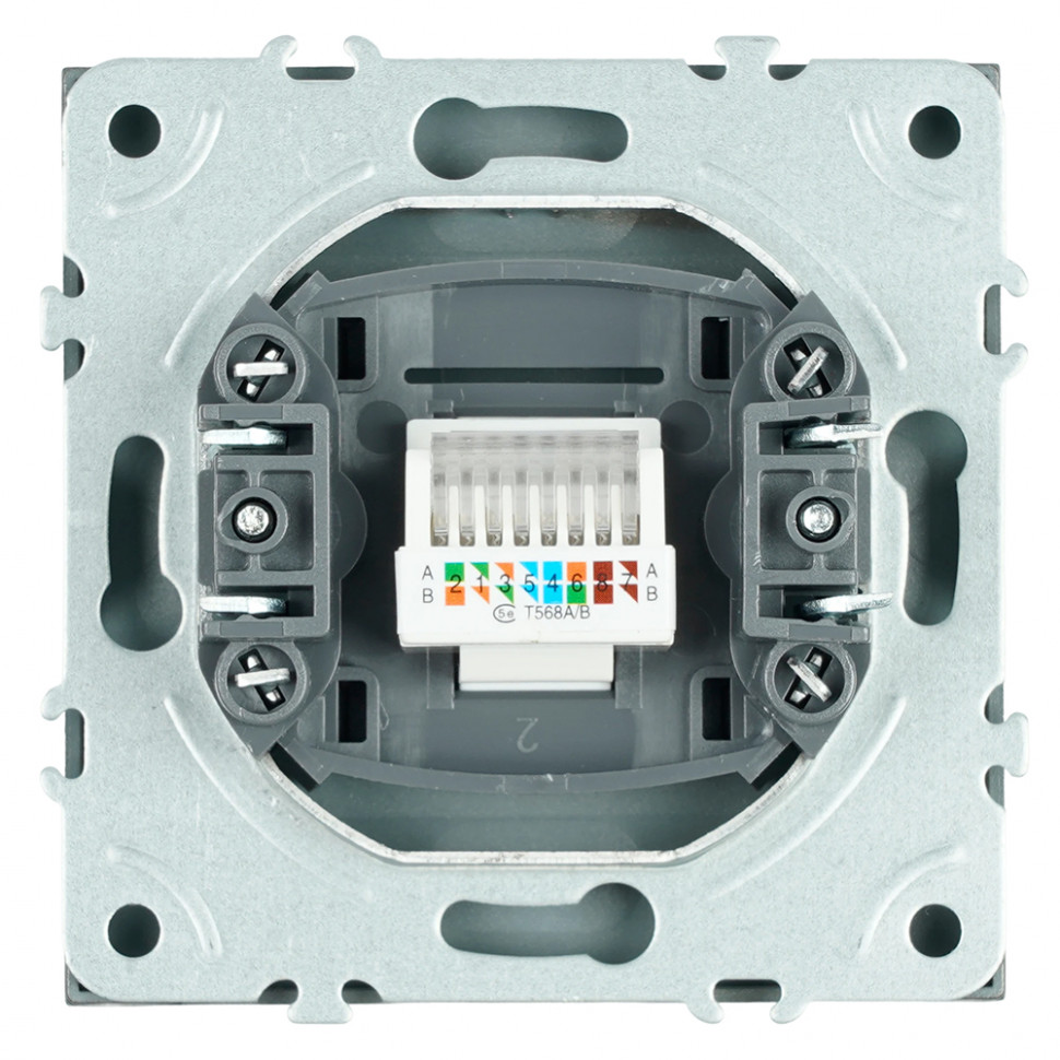 Розетка компьютерная 1-местная RJ-45 (механизм), STEKKER, серия Эмили, RST00-5117-09, антрацит, soft touch, артикул STEKKER 49925