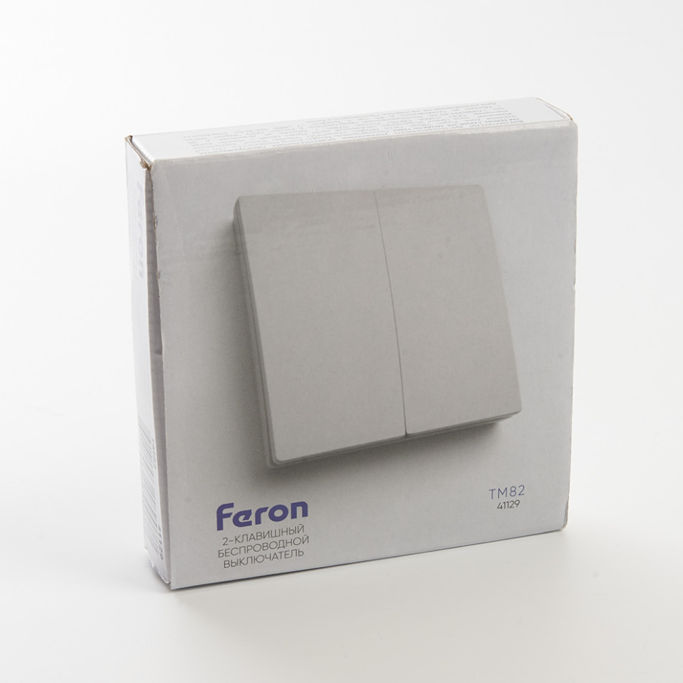 Выключатель беспроводной FERON, TM82 SMART, 7мВт, IP20, двухклавишный, белый, артикул FERON 41129