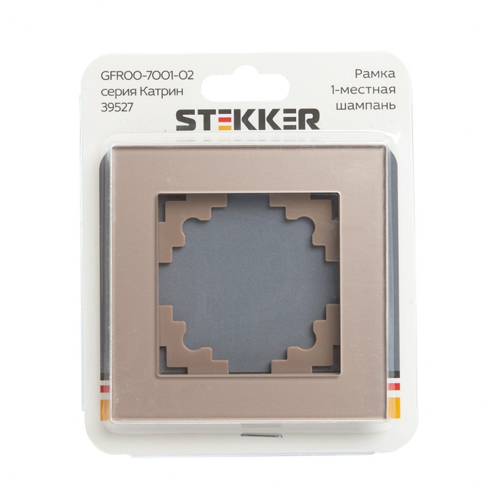 Рамка 1-местная, стекло, STEKKER, GFR00-7001-02, серия Катрин, шампань, артикул STEKKER 39527