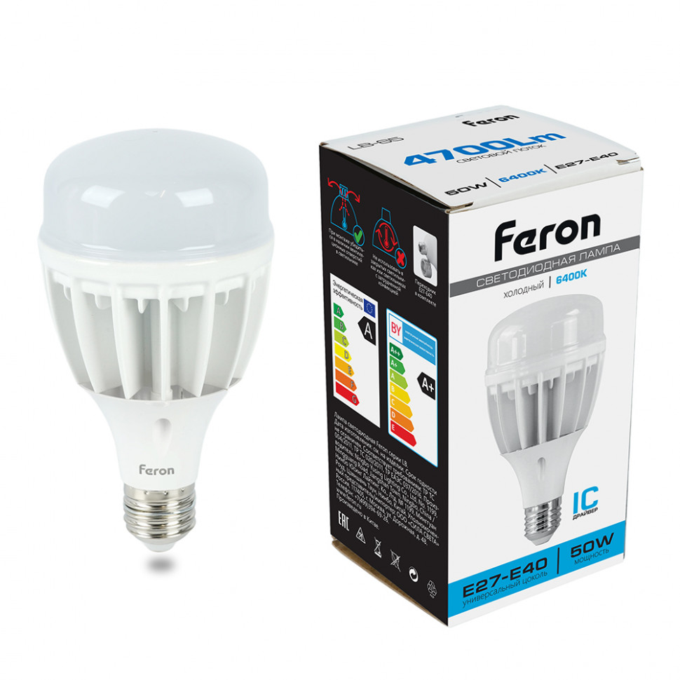 Лампа светодиодная Feron LB-65 E27-E40 50W 175-265V 6400K, артикул FERON 25539