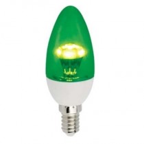 Цветная лампа Ecola candle   LED color 3,0W 220V E14  Green Зеленая прозрачная свеча искристая пирамида  98x36