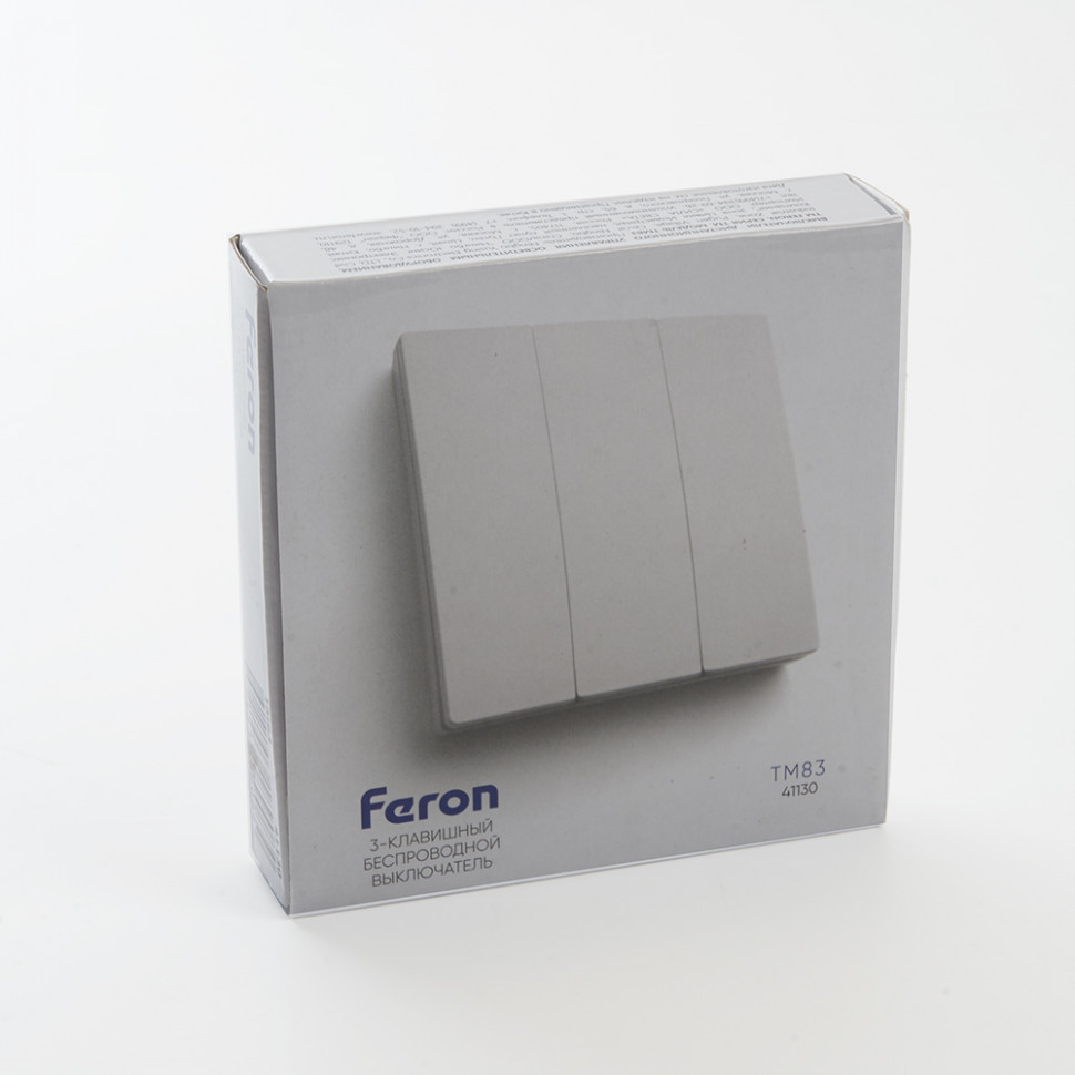 Выключатель беспроводной FERON TM83 SMART, 7мВт, IP20, трехклавишный, белый, артикул FERON 41130