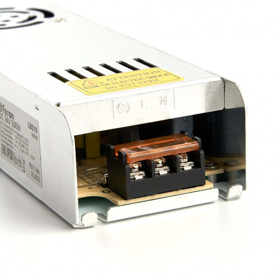 Трансформатор электронный для светодиодной ленты 500W 24V (драйвер), LB019, артикул FERON 48049