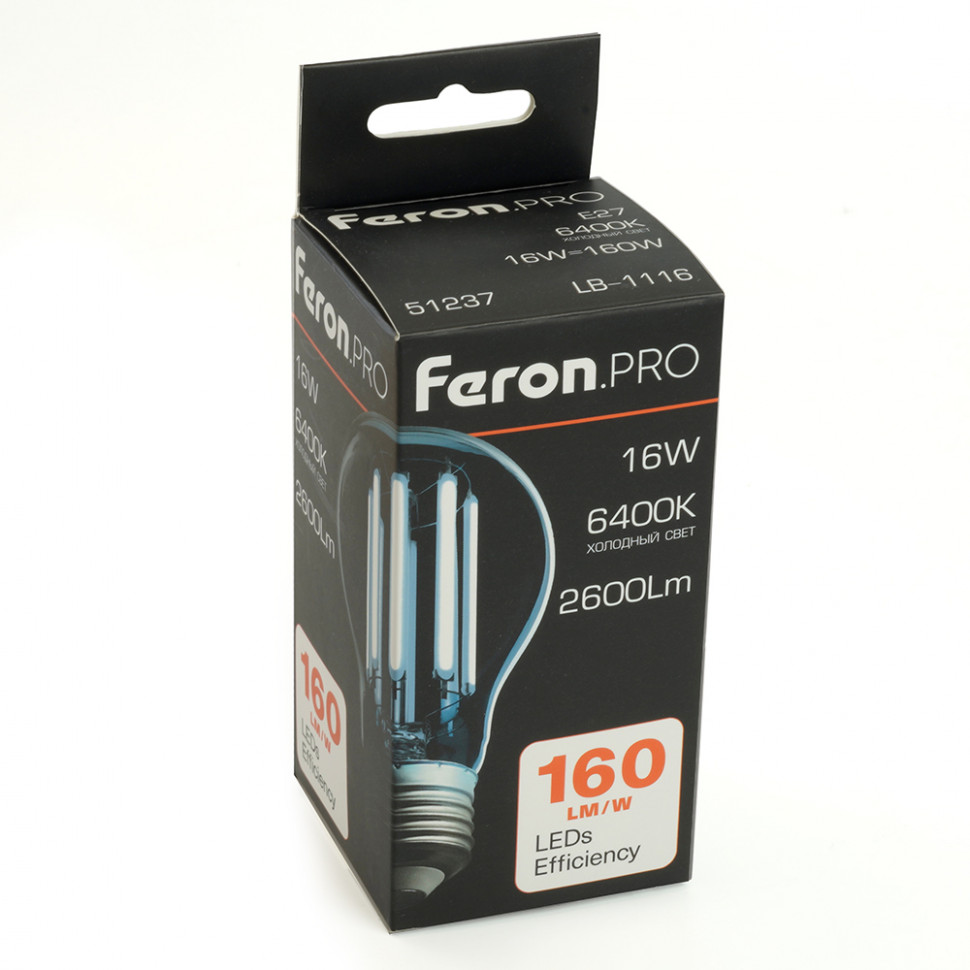 Лампа светодиодная Feron.PRO LB-1116 Шар E27 2600LM 16W 175-265V 6400K, артикул FERON 51237