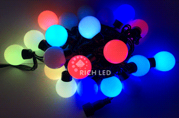 RL-T7.5-50C-23B-B/RGB Гирлянда Шарики 7.5 м, 50 LED-шариков по 23 мм, соединяемая Rich LED 