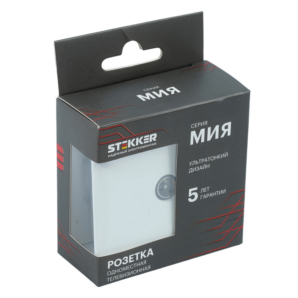 Розетка телевизионная 1-местная (механизм), STEKKER, 75 Ом, 5-862МГц, серия Мия, RST00-3108-01, белая магнолия, артикул STEKKER 50435
