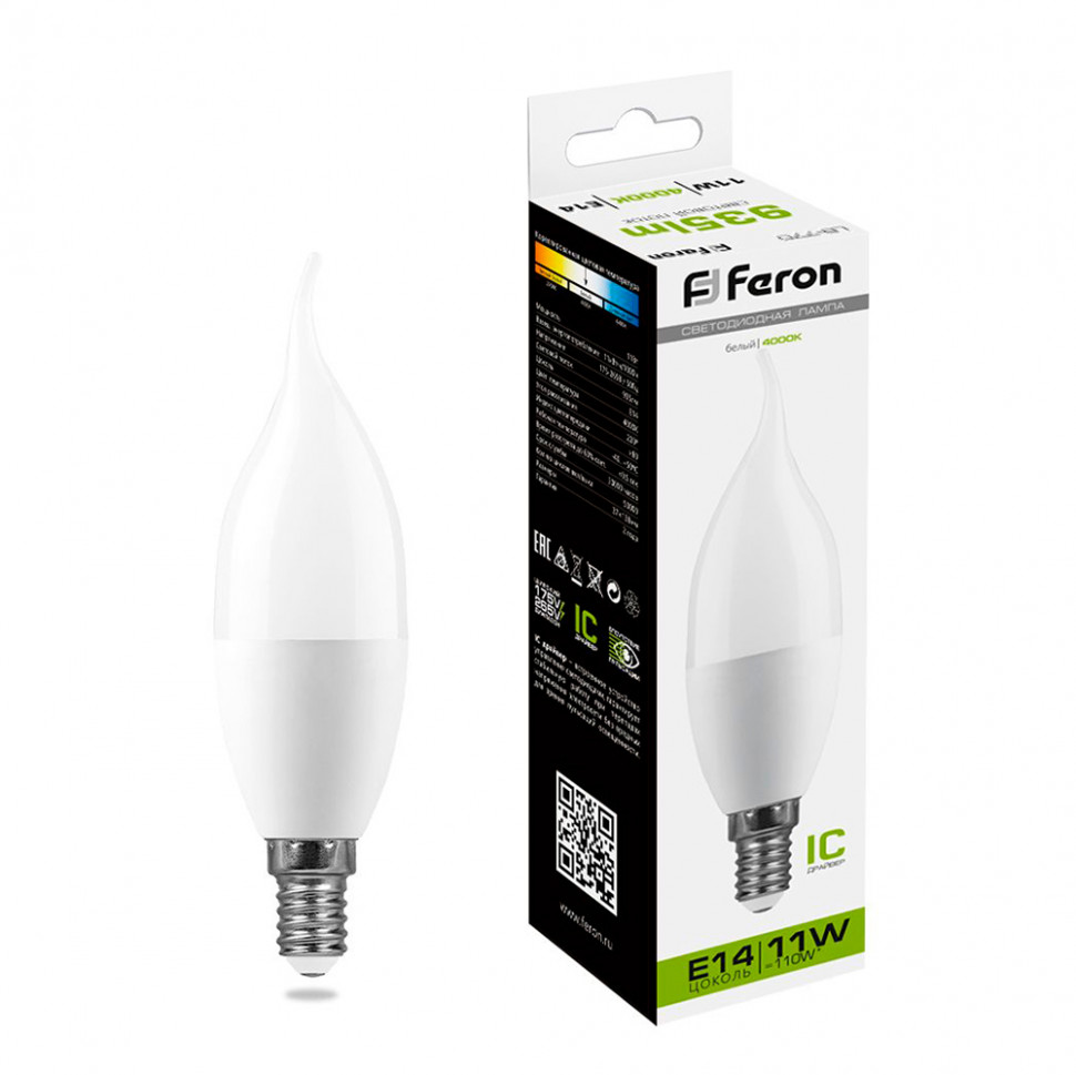 Лампа светодиодная Feron LB-770 Свеча на ветру E14 11W 175-265V 4000K, артикул FERON 25940