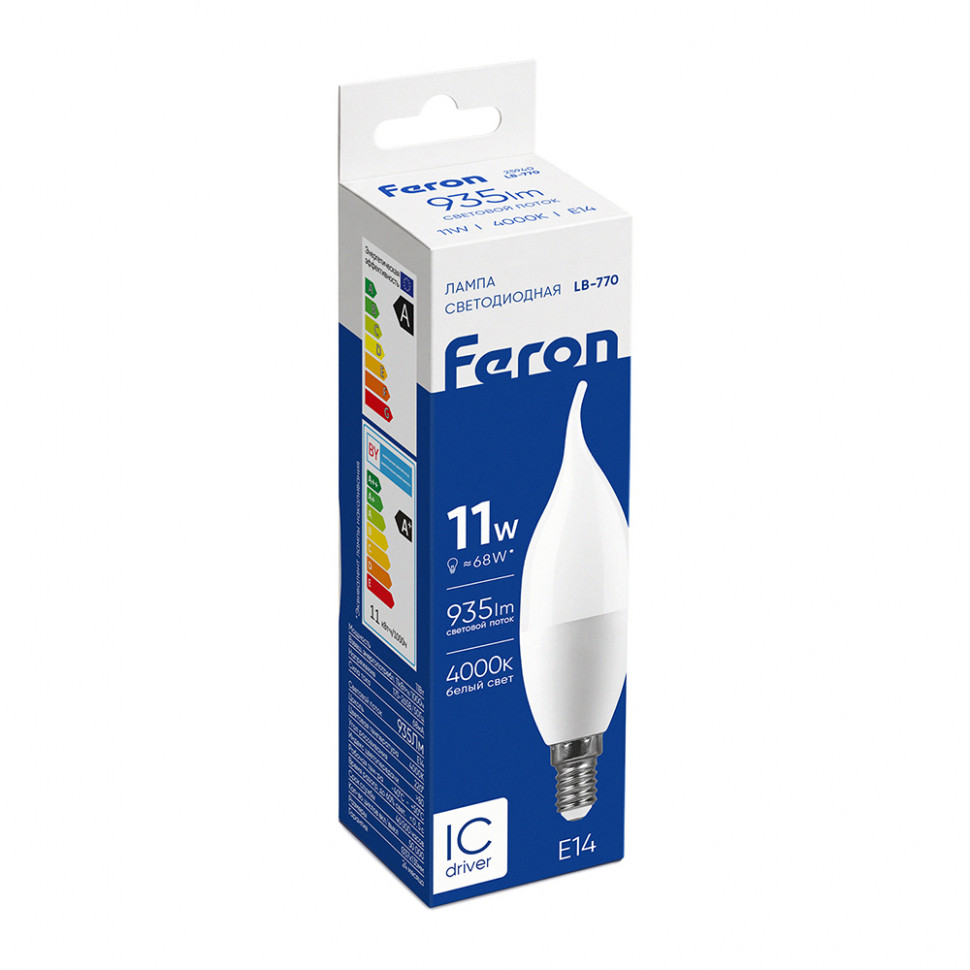 Лампа светодиодная Feron LB-770 Свеча на ветру E14 11W 175-265V 4000K, артикул FERON 25940