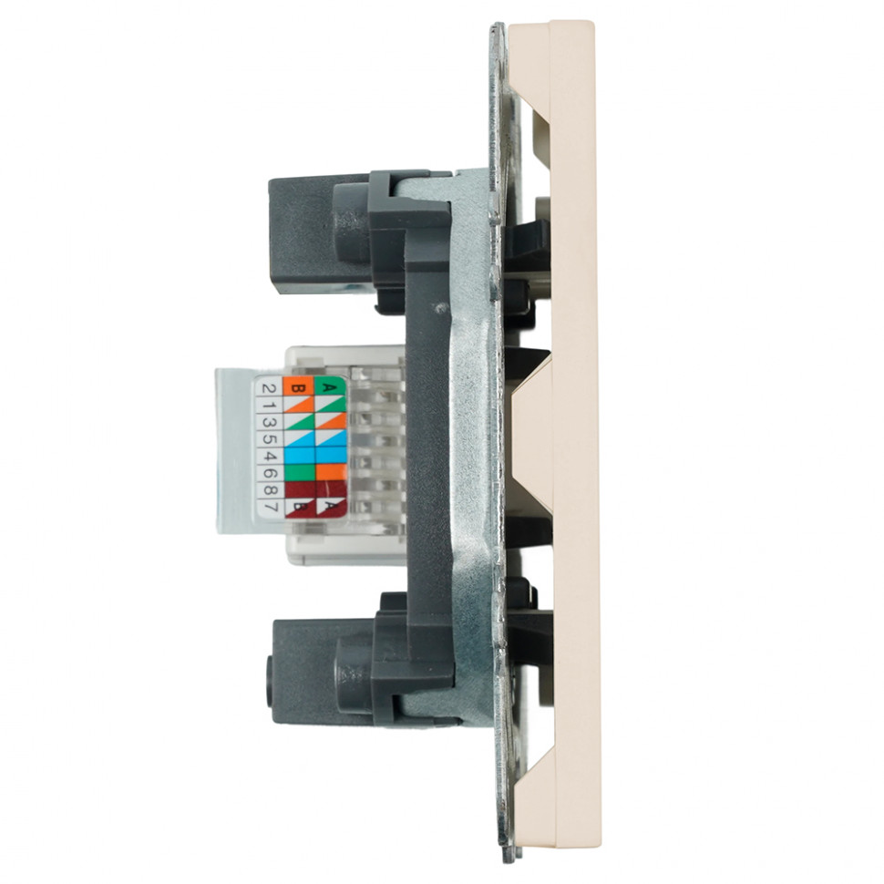 Розетка компьютерная 1-местная RJ-45 (механизм), серия Эмили, RST00-5117-08, кашемир, soft touch, артикул STEKKER 49899