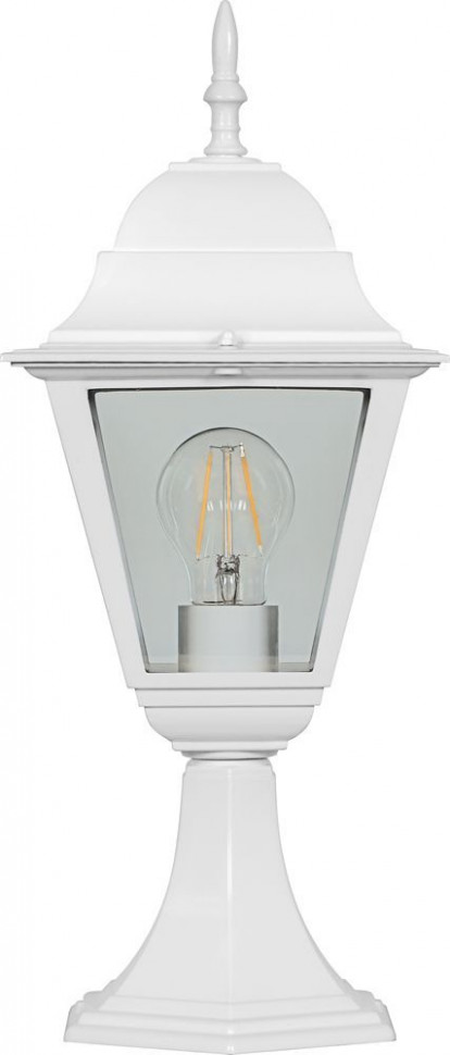 Светильник садово-парковый Feron 4104/PL4104 четырехгранный на постамент 60W E27 230V, белый, артикул FERON 11019