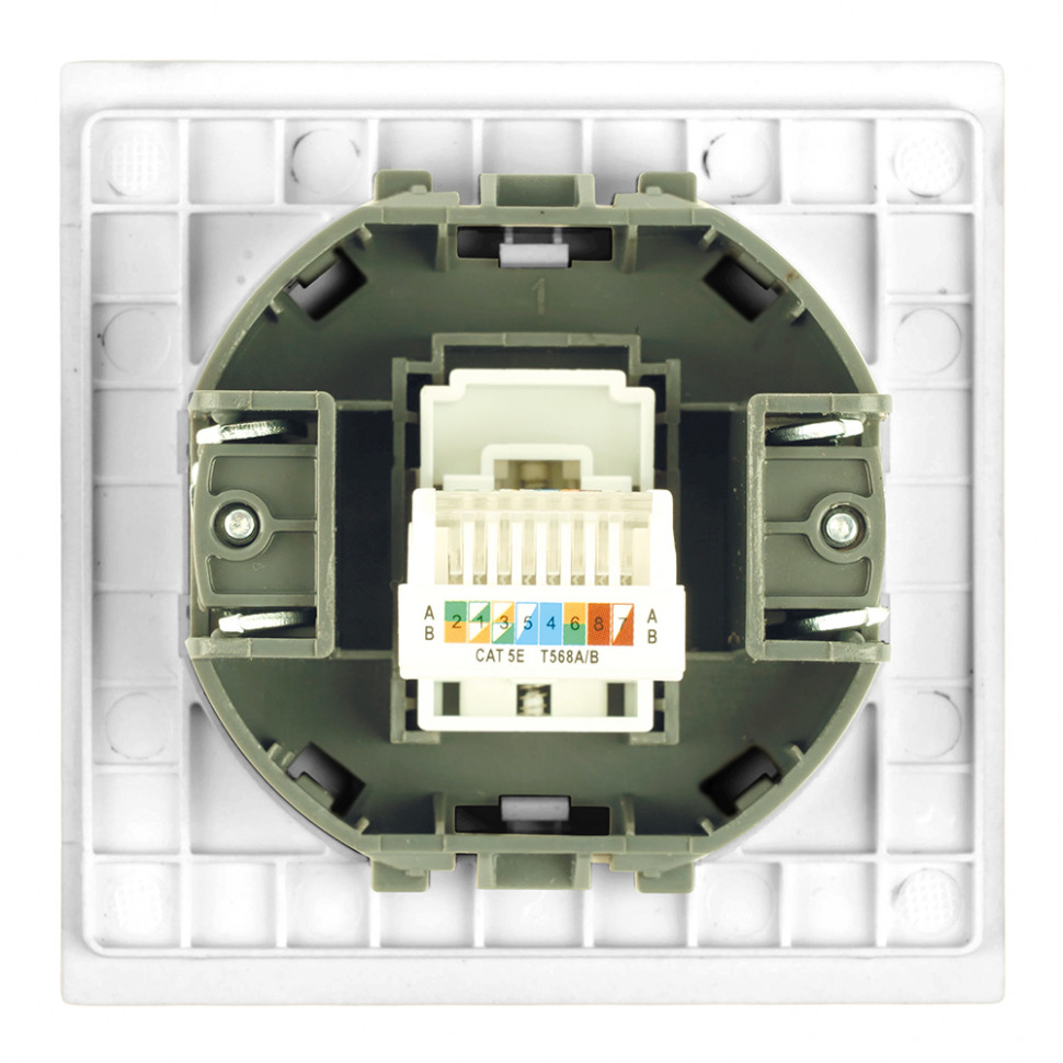 Розетка компьютерная 1-местная RJ-45 (механизм), STEKKER, серия Мия, RST00-3117-01, белая магнолия, артикул STEKKER 50436