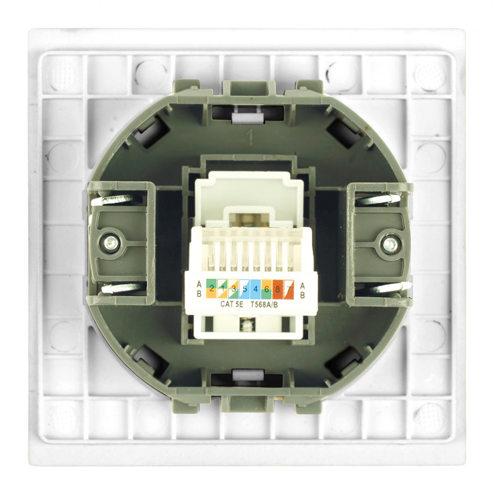 Розетка компьютерная 1-местная RJ-45 (механизм), STEKKER, серия Мия, RST00-3117-01, белая магнолия, артикул STEKKER 50436