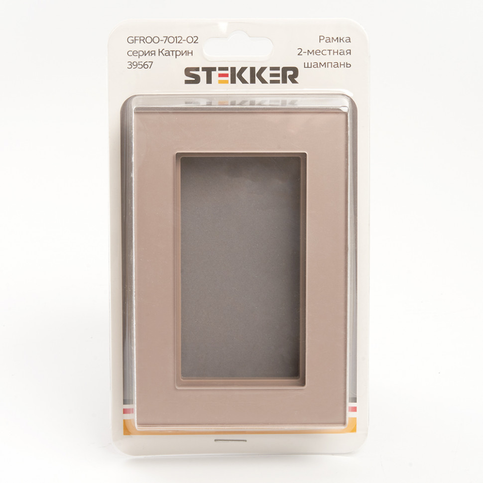 Рамка 2-местная (без перемычки), стекло, STEKKER, GFR00-7012-02, серия Катрин, шампань, артикул STEKKER 39567