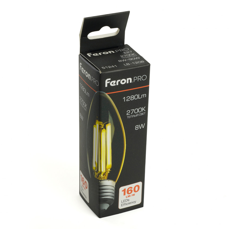 Лампа светодиодная Feron.PRO LB-1208 Свеча E27 1280LM 8W 175-265V 2700K, артикул FERON 51241
