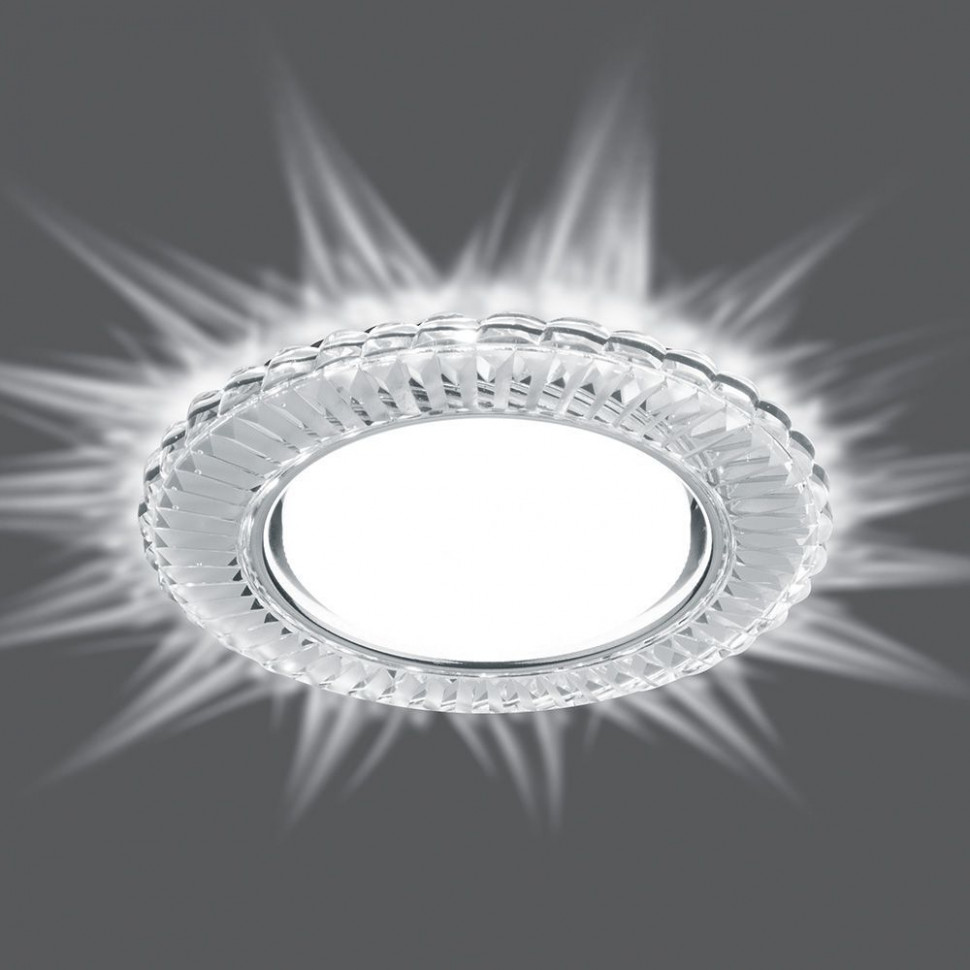 Светильник встраиваемый с белой LED подсветкой Feron CD4044 потолочный GX53 без лампы, прозрачный, хром, артикул FERON 41306