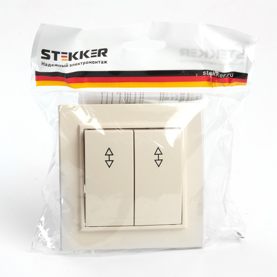 Переключатель 2-клавишный STEKKER  PSW10-9008-02, 250В, 10А, серия Эрна, слоновая кость, артикул STEKKER 39920