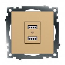 Розетка USB 2-местная (механизм) STEKKER GLS16-7115-08 250В 2,1А серия Катрин, золото