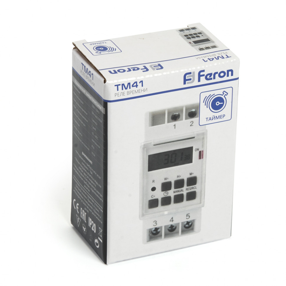 Таймер реле времени на DIN-рейку Feron TM41 3500W/16A, артикул FERON 23248