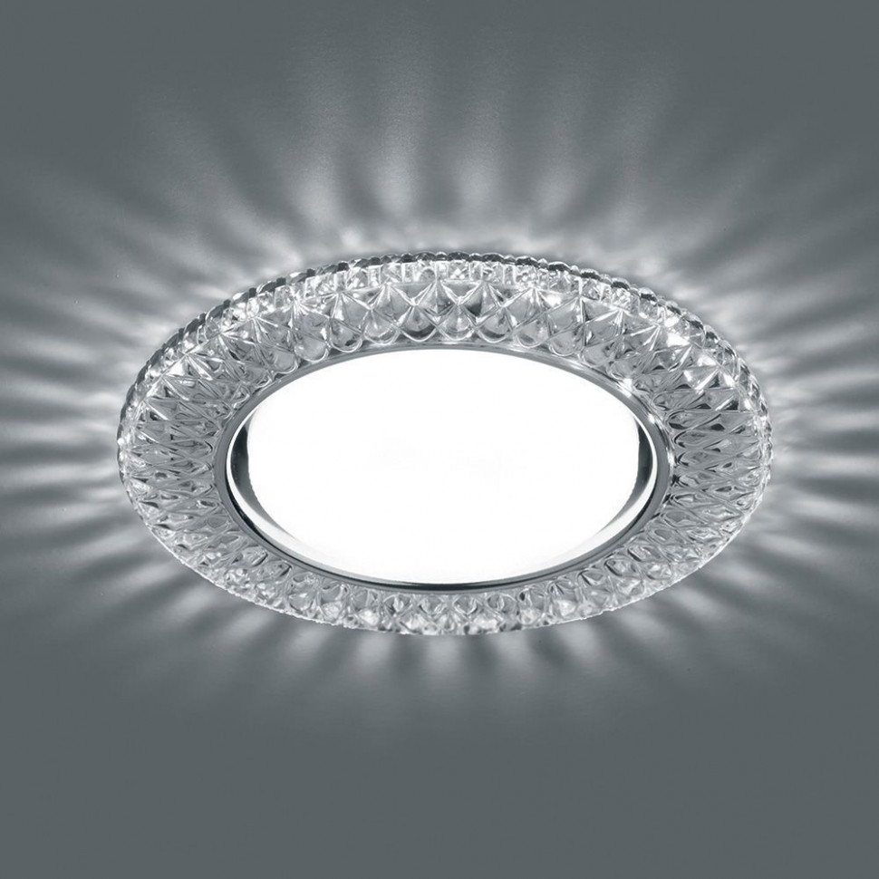 Светильник встраиваемый с белой LED подсветкой Feron CD4043 потолочный GX53 без лампы, прозрачный, хром, артикул FERON 41305