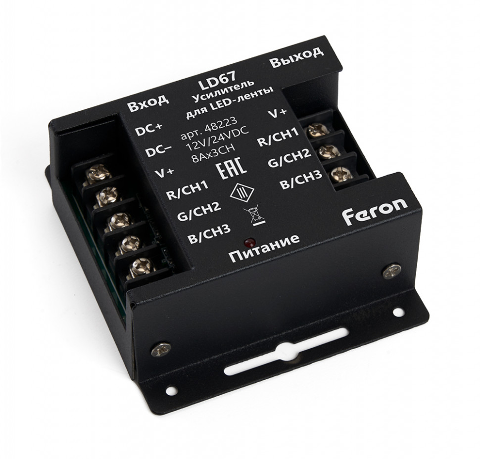 Усилитель для светодиодной ленты, RGB, 24А12-24V, LD67, артикул FERON 48223