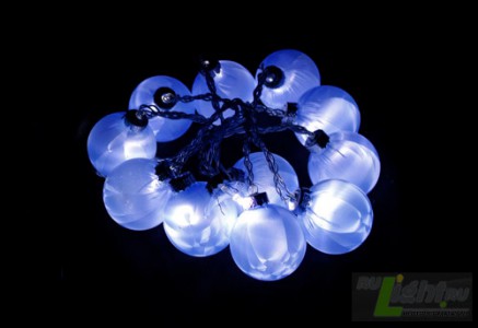 26810 Гирлянда Feron &quot;шарики&quot; светодиодная на батарейках CL550 синий свет 12 светодиодов Гирлянда Feron "шарики" светодиодная на батарейках CL550 синий свет 12 светодиодов
