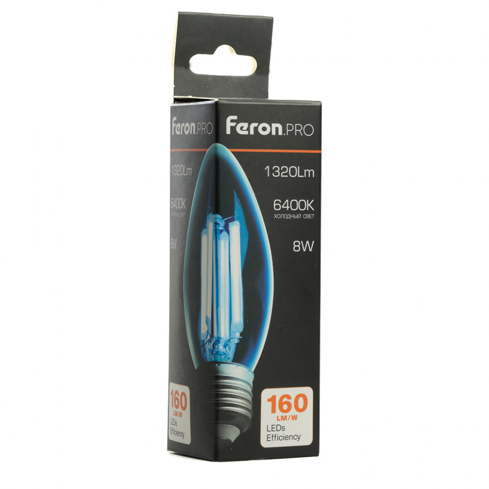 Лампа светодиодная Feron.PRO LB-1208 Свеча E27 1320LM 8W 175-265V 6400K, артикул FERON 51243
