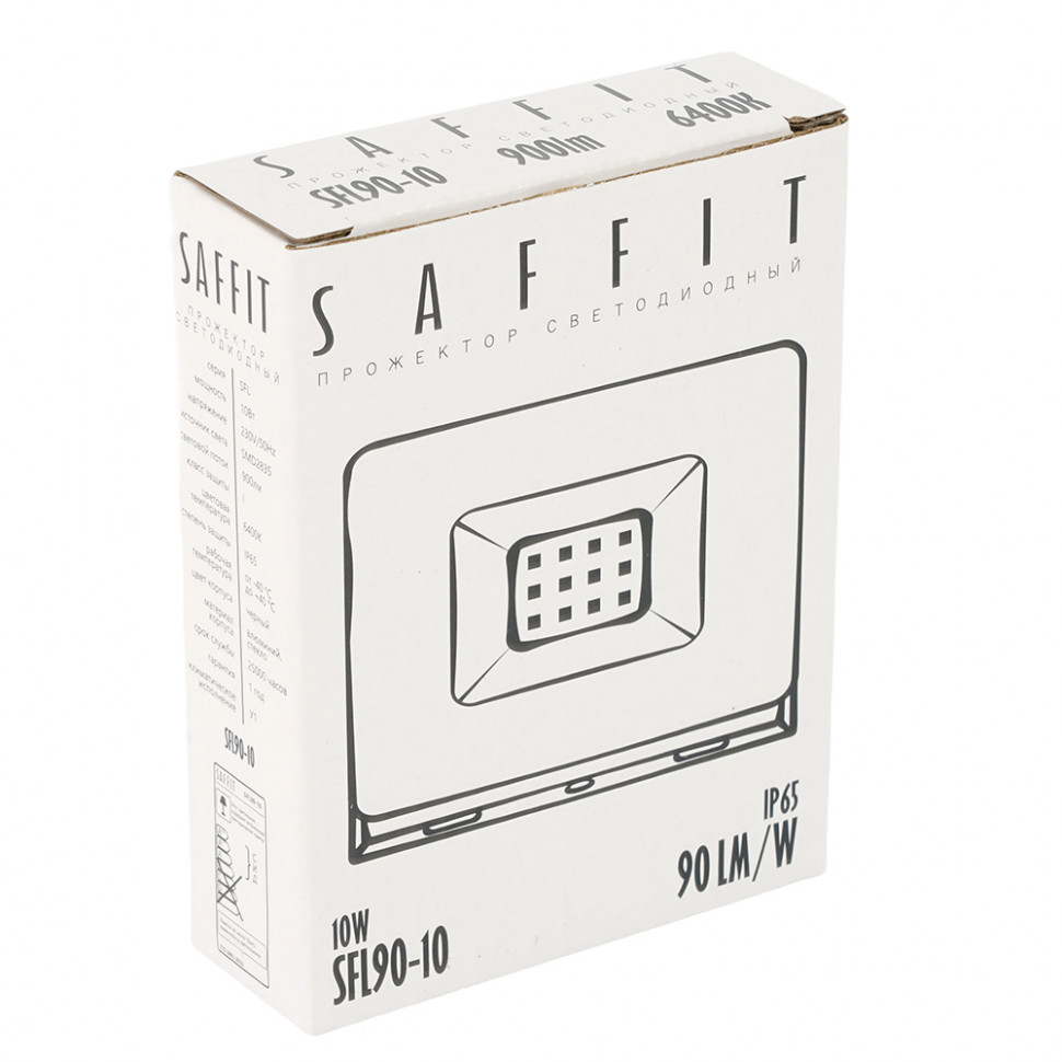 Светодиодный прожектор SAFFIT SFL90-10 IP65 10W 6400K черный, артикул SAFFIT 55067