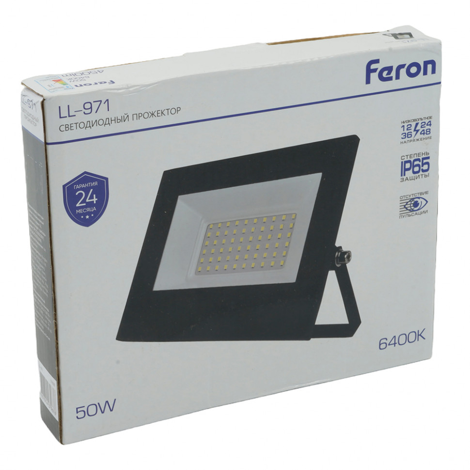 Светодиодный прожектор Feron LL-971 IP65 50W 6400K, артикул FERON 51630