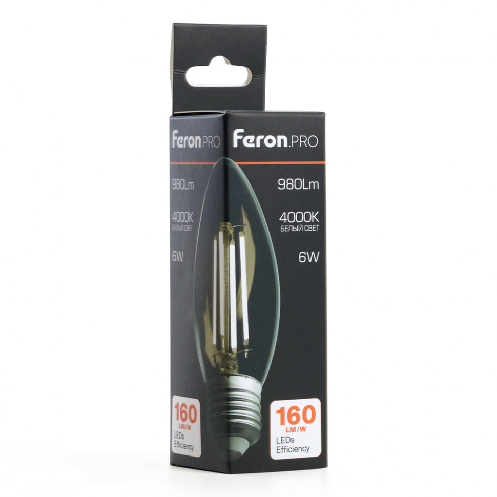 Лампа светодиодная Feron.PRO LB-1206 Свеча E27 980LM 6W 175-265V 4000K, артикул FERON 51239