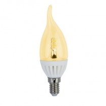 Лампа светодиодная Ecola candle   LED Premium  4,0W 220V E14 золотистая 320° прозрачная свеча на ветру искристая точка (керамика) 125х37